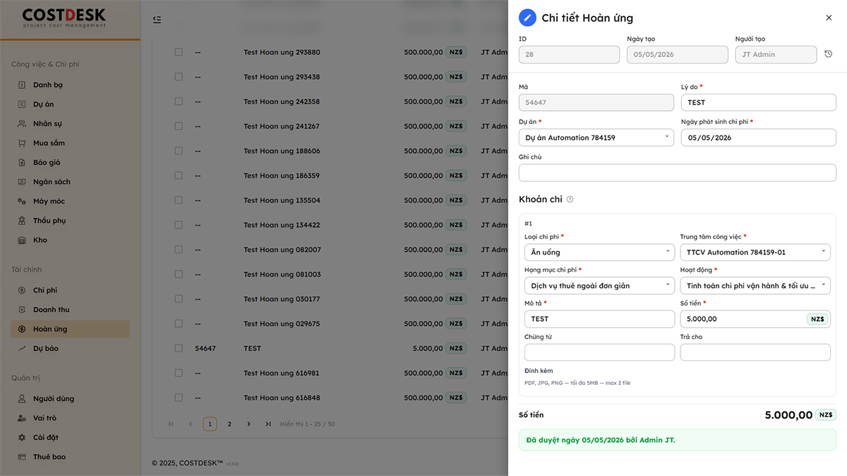 Lớp 3: Hoàn ứng (Expense Claim), chi phí phát sinh nhỏ lẻ