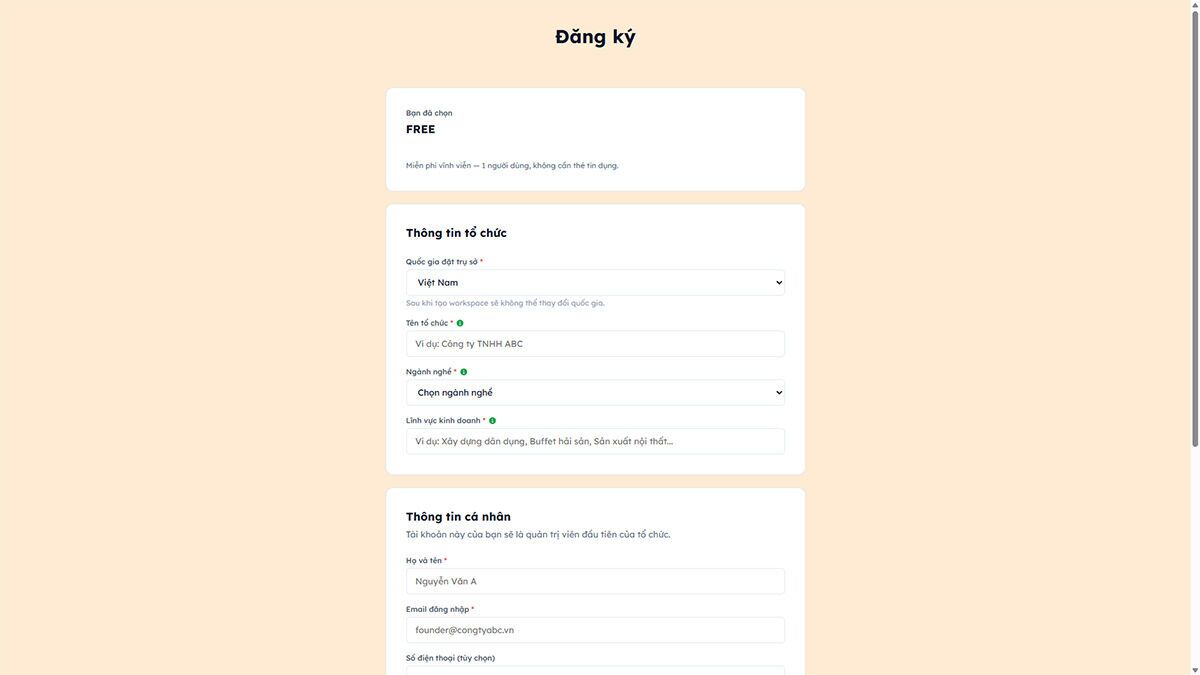 Gói miễn phí CostDesk: một người dùng làm được những gì